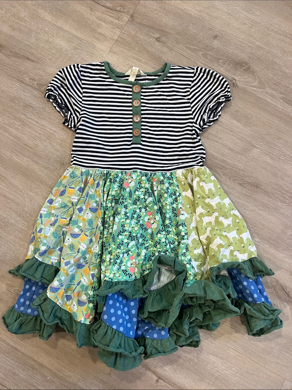 Matilda Jane Green Multi-Panel Striped Bodice Twirl Dress Size 8